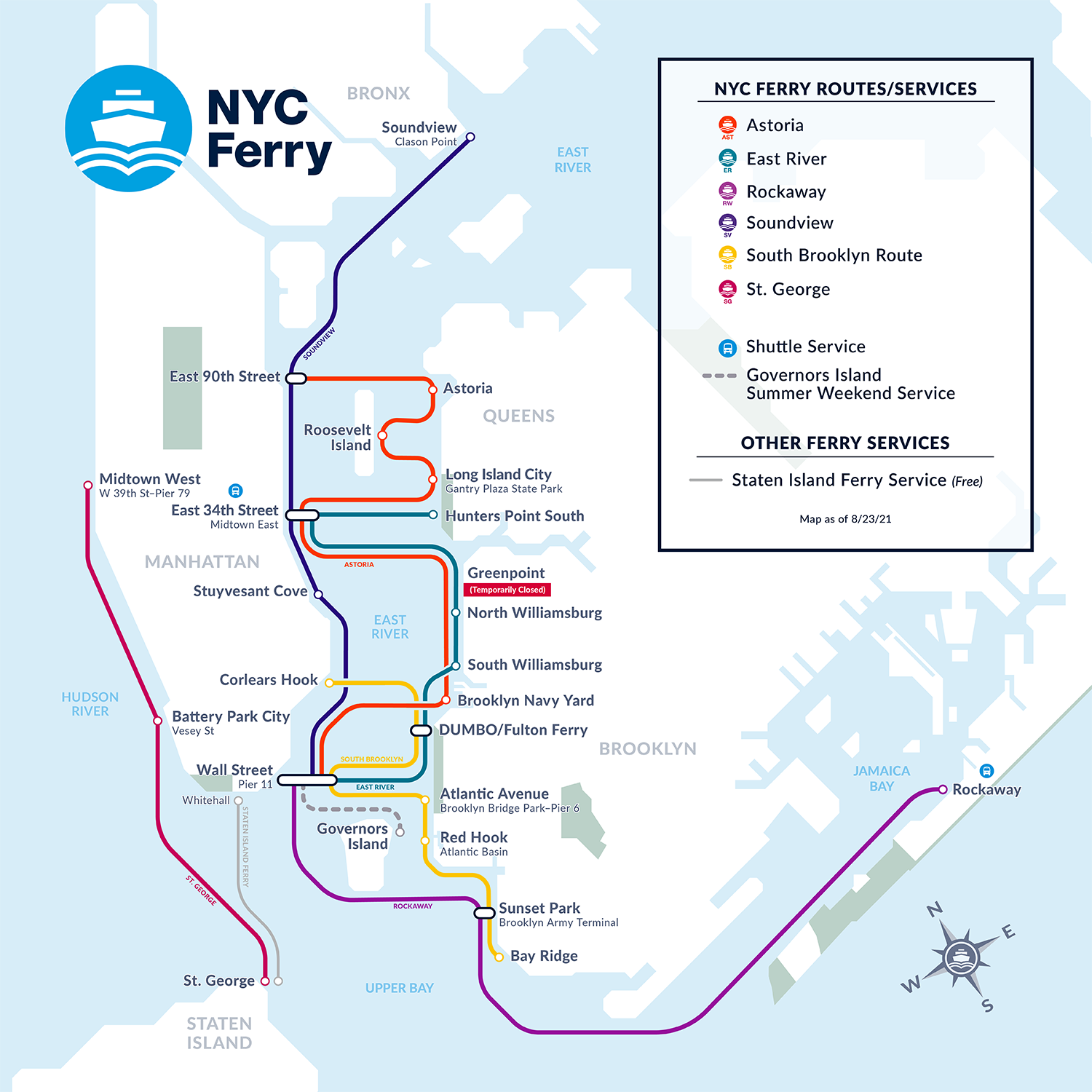 NYC Ferry map