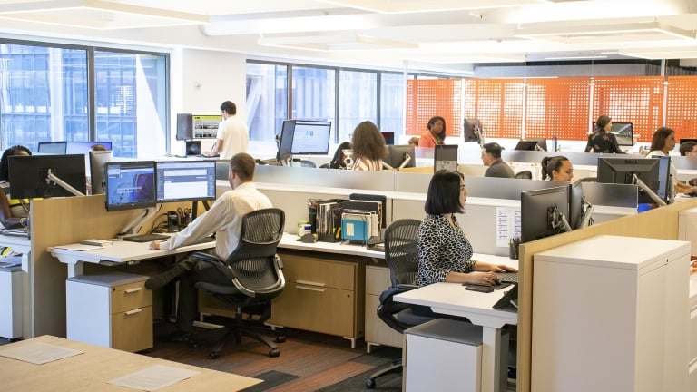 NYCEDC employees working in the office