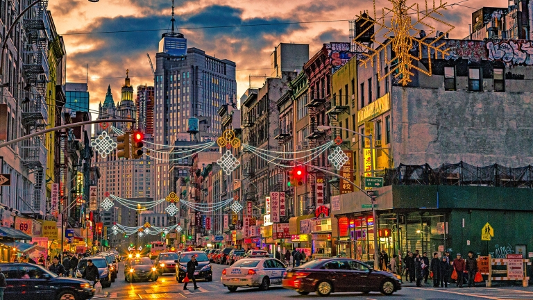 Manhattan Chinatown at night, seen around Bayard Street Manhattan Chinatown at night, seen around Bayard Street