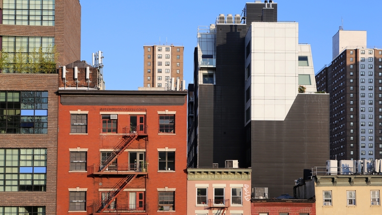 Building facades in the Meatpacking District in Lower Manhattan, New York City