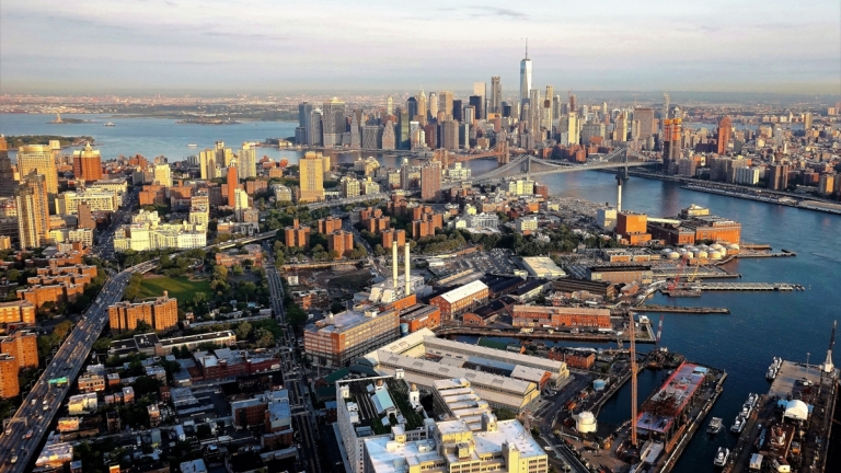 Aerial of Brooklyn and Lower Manhattan