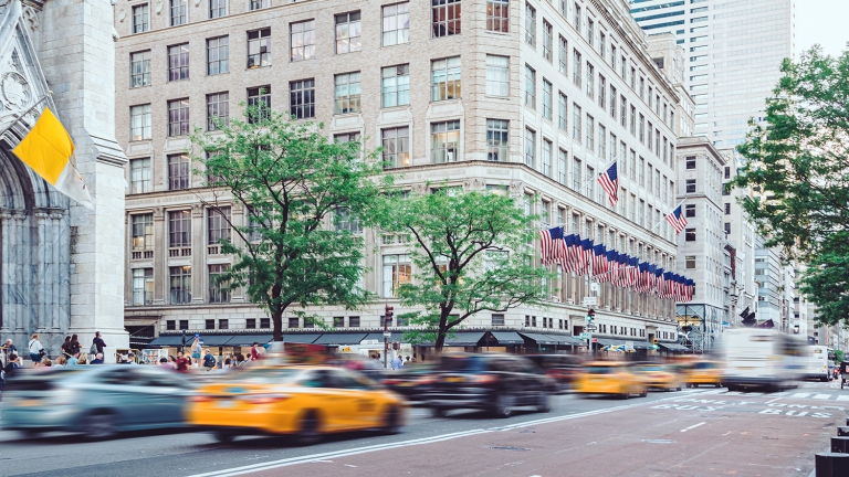 Fifth avenue traffic in midtown Manhattan 