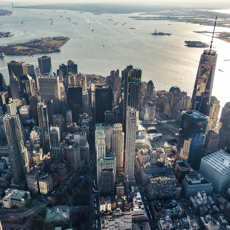 Aerial view of Lower Manhattan. Photo by Dong Wenje/Getty Images Aerial view of Lower Manhattan. Photo by Dong Wenje/Getty Images