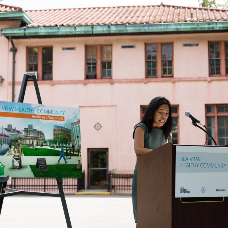 Sea View Healthy Community Press Conference. Photo by NYCEDC. Sea View Healthy Community Press Conference. Photo by NYCEDC.