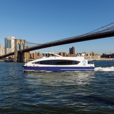 NYC Ferry on the East River. Photo by Kreg Holt/NYCEDC