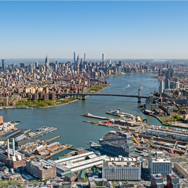 Aerial view of Brooklyn Navy Yard in New York City.