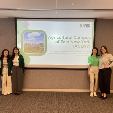 NYCEDC summer interns presenting their Capstone project, titled “Agricultural Campus of East New York (ACENY)”.