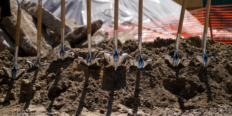 Shovels at construction site. Photo by Ed Reed/Mayoral Office of Photography.