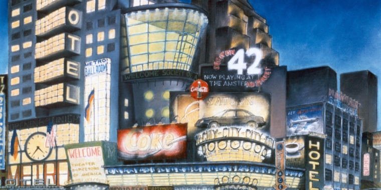 Design vision for 42nd Street, on the southwest corner of 42nd and 7th Avenues. The site that would eventually be developed into what is today Five Times Square. Credit: Robert A.M. Stern Architects