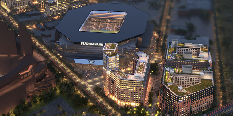 Conceptual rendering of Mayor Adams’ vision for Willets Point. Image: S9 Architecture.