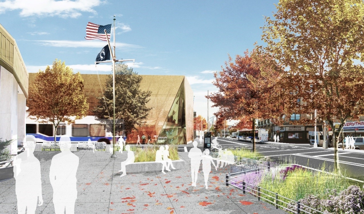 An artist’s rendering shows the intersection of Mott and Central avenues