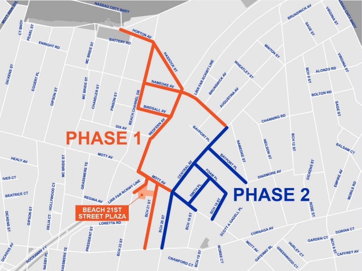 Map of construction phases for Downtown Far Rockaway