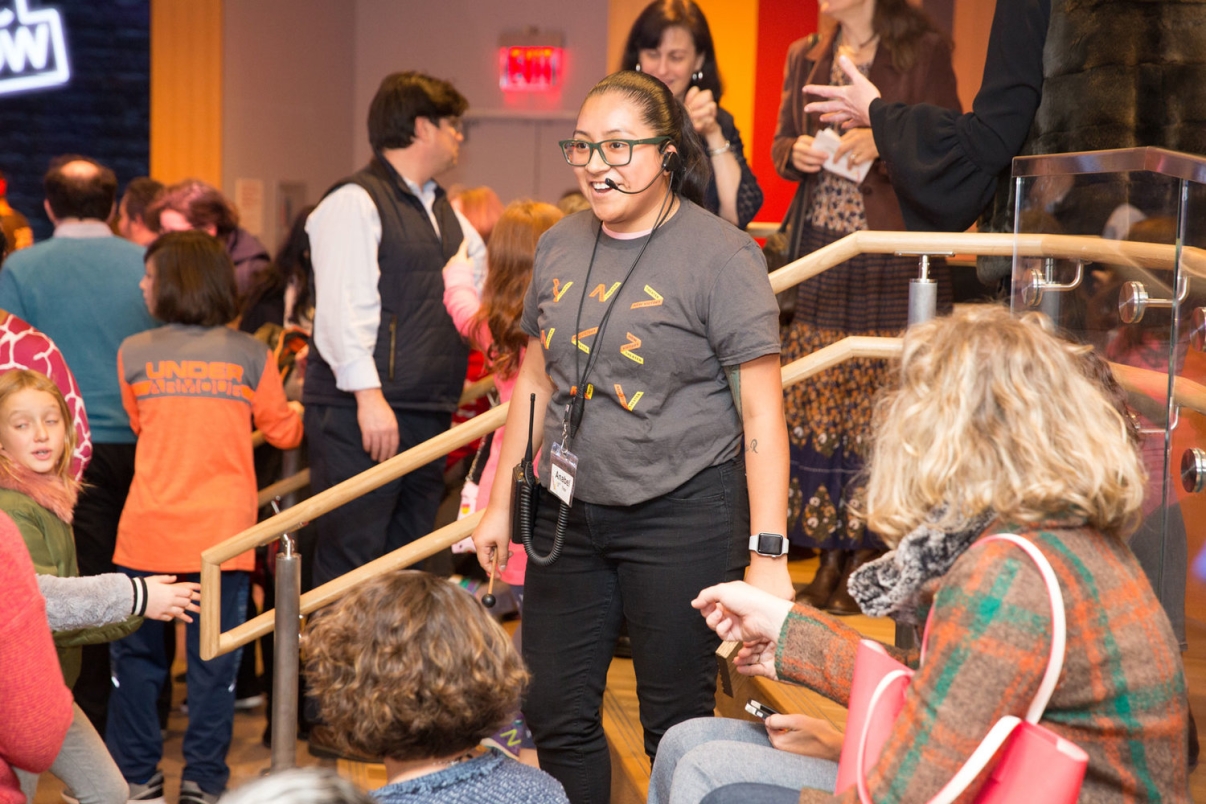 Member of the New Victory Usher Corps at opening night at the New Victory Theater. Image: Jason Bishop. Member of the New Victory Usher Corps at opening night at the New Victory Theater. Image: Jason Bishop.