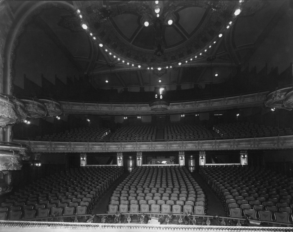 View from stage of the original New Amsterdam Theatre. Image: New York Historical Society.