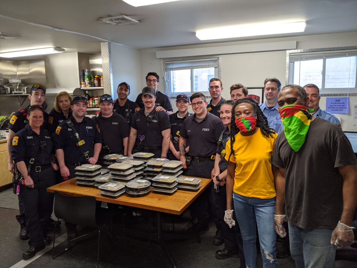 Althea delivering meals to firefighters in Queens. Althea delivering meals to firefighters in Queens.