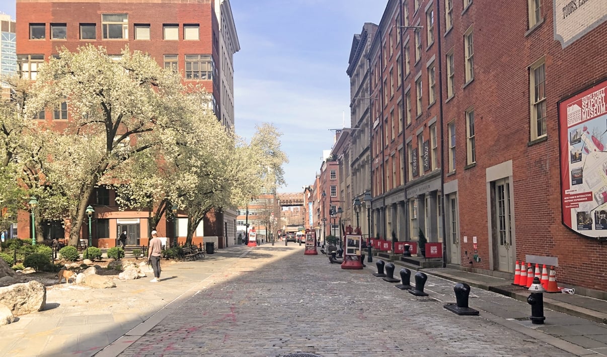 South Street Seaport Historic District Cobblestone Streets NYCEDC campus-renovations-south-street-seaport-museum