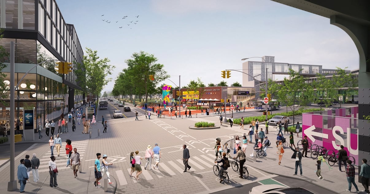 Illustrative rendering of new Broadway Junction Plaza