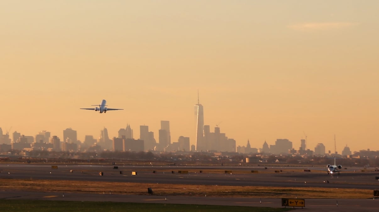 Planes taking off at JFK Airport.