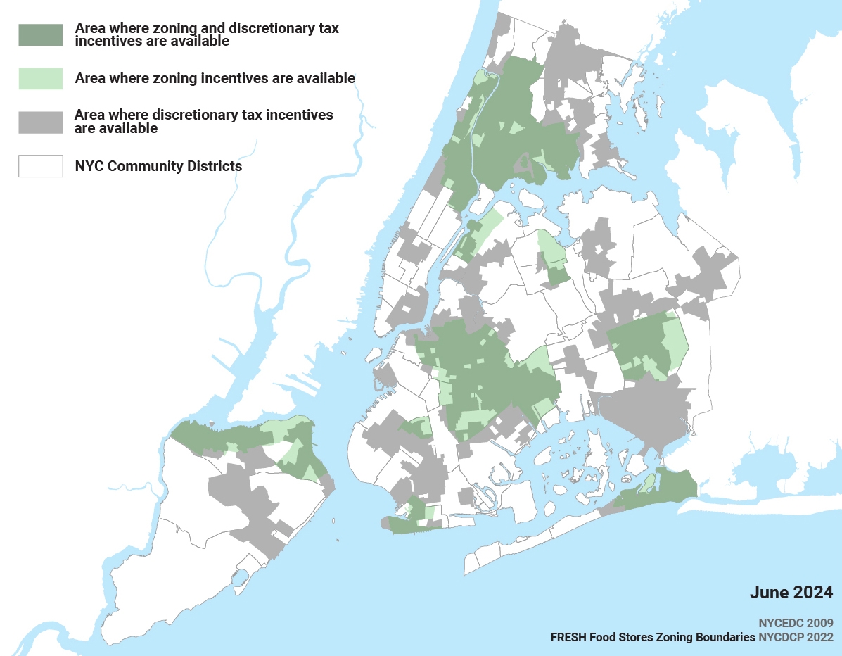 2024 FRESH Eligibility Areas in New York City Map