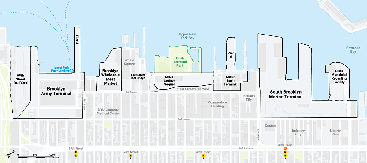 Map of the Sunset Park District in Brooklyn, New York. Map of the Sunset Park District in Brooklyn, New York.
