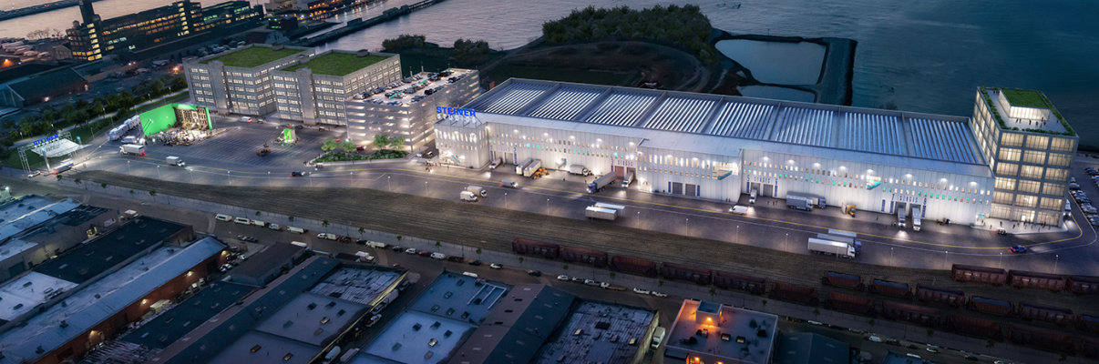 Rendering of the Steiner Studios soundstage facility at the Made in New York (MiNY) Campus in Sunset Park