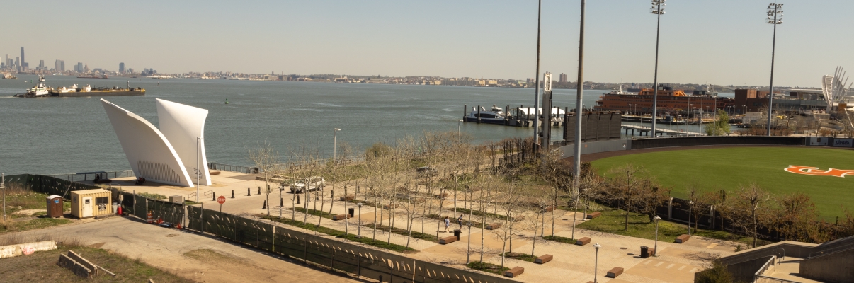 Aerial view of St. George Waterfront site in Staten Island
